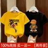 Camiseta de Algodón Puro de Manga Corta para Niños 2026 Nueva Caricatura Bebé Verano Ropa Infantil Superior Delgada Holgada Camiseta de Manga Media para Niños