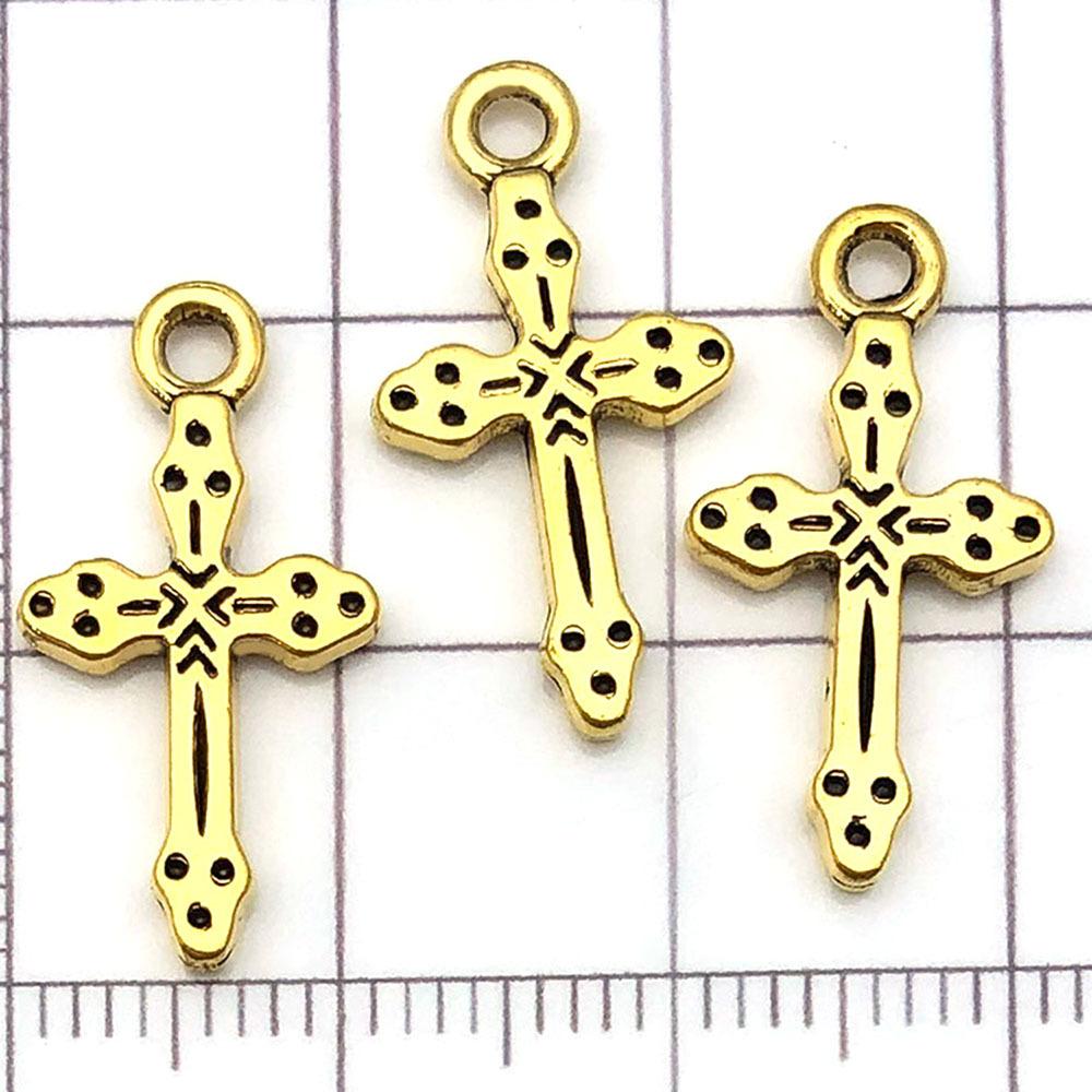20365-X-古金锌合金花纹十字架21x11mm-0.jp