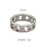 Pulsera de anillo de cadena hueca de tendencia hip-hop transfronteriza de Amazon, simple, de acero de titanio, cadena cubana, anillo para hombre al por mayor