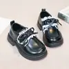 Mocasines de Encaje con Lazo para Niñas 2026 Nuevo Estilo Británico Retro Primavera/Otoño Zapatos de Cuero Mary Jane de Suela Gruesa
