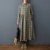 Vestido de Outono 2026 Novo Tamanho Grande Estilo Coreano Solto Vintage Xadrez Escovado Quente Emagrecedor Comprimento Médio