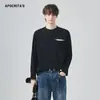Roupas Masculinas Apo Camiseta de Manga Longa Transfronteiriça Masculina Outono e Inverno Solta Gola Redonda Versátil Cor Contrastante Casual Camiseta de Base