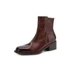 Botines Chelsea de Cuero de Vaca Lavables de Suela Silenciosa de Gama Alta para Viajes Otoño/Invierno 2026 Tacón Medio Grueso Punta Redonda de Piel Genuina para Mujer