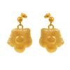 Pendientes de girasol con diseño de corte moderno, de acero de titanio y chapado en oro de 18 quilates, con diseño de corte de corte y PVD.