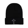 Gorro de punto con bordado tridimensional de cruz hueca, tendencia europea y americana, color sólido, combina con todo, cálido, cortavientos, gorro de lana para otoño e invierno