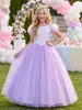 Vestido Popular Transfronterizo para Niñas con Mangas Abullonadas, Tul de Colores, Lentejuelas, Vestido de Princesa, Vestido de Dama de Honor, Vestido para Actuación de Piano, Vestido de Presentadora, Vestido de Gala