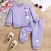 Traje de Moda Otoño e Invierno para Niñas 2025 Nuevo Conjunto de Dos Piezas Deportivo Casual con Flores para Niñas Conjunto de Dos Piezas