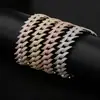Pulsera Hip-Hop Europeo y Americano de Zirconia Completa de 20 mm para Hombres, Cadena Cubana Personalizada, Collar Cubano de Espinas de Moda, Joyería al por Mayor