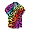 Nova Camisa Havaiana de Verão Mais Vendida para Homens, Estampa Digital 3D, Manga Curta, Lapela, Top Casual