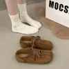 Zapatos de cordones cuadrados de estilo coreano antideslizantes 2026, nuevos zapatos casuales de gamuza para mujer, de suela plana, versátiles y adecuados para otoño