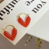 Pequeños, Exquisitos, Dulces, Rojo Angora, Pendientes Sencillos en Forma de Corazón, Elegantes, Lujo Ligero, Pendientes de Moda de Alta Gama para Mujer