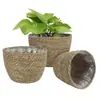 Funda tejida para maceta estilo nórdico, cesta de flores tejida a mano, cesta de almacenamiento decorativa para plantas verdes de sala de estar y balcón