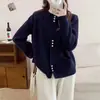 Cárdigan de Punto con Botones de Color Sólido para Mujer, Nuevo Abrigo Corto Juvenil de Moda Otoño/Invierno, Suéter Elegante de Abrigo para Mujer