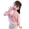 Roupa infantil atacado suéter forrado com lã para meninas outono e inverno novo infantil desenho animado bordado infantil peça única veludo manga longa camisa básica