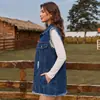 Comercio Electrónico Transfronterizo Europeo y Americano Amazon Ropa para Mujer Chaleco de Mezclilla para Mujer con Solapa Rasgado Ropa de Trabajo Bolsillos Grandes Desgastado