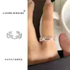 Anel de Laço Popular Lanzhi Xiaohongshu Feminino Prata de Lei 925 Nicho Acessível Luxo Simples de Ponta Anel Aberto
