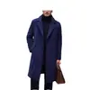 2026 Abrigo de Lana Casual para Hombre Estilo Coreano Ajuste Delgado Longitud Media Color Sólido Tejido de Lana Chaqueta Cortavientos