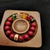 Pulsera Vintage de Cinco Vías de Cinabrio del Dios de la Riqueza Estilo Chino Nuevo Pulsera de Círculo Único Moda Literaria Personalizada Cuentas para Hombres y Mujeres