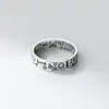 Anillo de Plata de Ley S925 Nalan Patrón de Cara Sonriente de Plata Tailandesa Estilo Retro Personalizado Tendencia Joyería de Mano para Mujer R00823