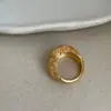 Anel de metal trançado com textura de espiga de trigo, design único para mulheres, vintage, personalizado, moderno, na moda, versátil
