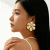 Brincos Populares de Flor de Ferro para Mulheres, Celebridade da Internet Europeia e Americana, Estilo Transfronteiriço de Luxo Leve, Moda Vintage, Acessórios Versáteis de Alta Qualidade