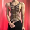 Lou Bei Atrevido Encaje Malla Erótica Lencería para Hombres Tentación Fácil de Quitar Transparente Manga Larga Body Set QQ
