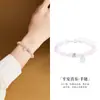 Pulsera de Plata de Ley S925 Marca Paz y Alegría Cristal Blanco Cristal Rosa Nueva Chinoiserie Rosa Dulce Joyería de Mano de Alta Gama