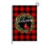 Bandera navideña de lino para jardín transfronteriza de Amazon, con estampado de árbol de Navidad y letras a cuadros, decorativa para patio al aire libre.