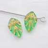 Cuentas de Vidrio Checo con Detalles Dorados, Cuentas de Vidrio con Diseño de Hoja, Pulsera y Collar Hechos a Mano para DIY, Cuentas Sueltas, Accesorios para Joyería