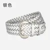 Cinturón Tejido de Piel de Oveja Pu Estilo Lujo Ligero para Mujer, Cinturón Ancho Simple y Versátil para Viajes Diarios y Uso Decorativo
