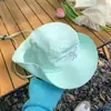 Chapéu de Pescador Bordado com Laço para Menina, Chapéu para Trilha Série Cor Sorvete, Chapéu para Viagem ao Ar Livre, Chapéu de Sol à Prova de Vento e Proteção Solar