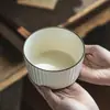 Tigela de Arroz com Textura de Grão Vertical Tigela de Cerâmica Estéreo para Arroz Tigela Pequena Simples Doméstica Louça de Alto Valor Tigela para Mingau Tigela para Sobremesa