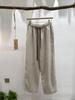 Pantalones casuales de lino para mujer, estilo retro artístico de verano, holgados, adelgazantes, de cáñamo zen, de alta calidad, con pierna ancha 2508