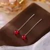 Brincos de Fio de Prata Pura 999 com Granadas para Mulheres, Estilo Leve de Luxo de Alta Qualidade, Simples e Gentis para as Orelhas, Joias de Orelha de Prata Pura, Fornecimento Direto do Fabricante