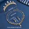 Tiara Corona de Novia Blanca Vestido de Novia Accesorios para el Cabello de Cumpleaños Coreano Lujo Atmosférico Collar Pendientes Traje de Tres Piezas para Mujer
