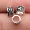 6.8x6.7x5mm, diámetro del agujero 4.8mm, 0.46g, plata antigua, patrón de diamante geométrico, cuenta espaciadora de cuenta de agujero grande
