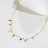 Collar de Diamantes Completo Collar de Gema de Color Apilado con Temperamento Acero de Titanio Oro de 18k Collar de Zirconia para Mujer Venta al por Mayor