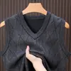 Otoño 2026 Nuevo Chaleco de Punto para Hombre Joven Suéter de Cuello V Jersey Chaleco de Negocios Suéter