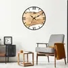 Nuevo Reloj de Pared Acrílico Simple Estilo Chino Reloj con Textura de Madera para Sala de Estar Decorativo Moda Reloj Silencioso