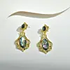Brincos de Concha de Abalone Levemente Luxuosos e de Alta Qualidade, Brincos Longos Geométricos da Moda, Brincos Elegantes e Estilosos para Mulheres, Novo Estilo Transfronteiriço