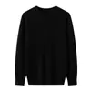 Nuevo Suéter de Punto para Hombre Otoño/Invierno 100% Lana Pura Cuello Redondo Holgado Grueso Tallas Grandes Cachemir Tejido Capa Base