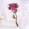 Retro high-end broche rosa das mulheres broche mid-ancient cheio de strass luxo high-end roupas flor broche pin