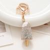 Llavero de coche con forma de helado con incrustaciones de diamantes, de metal, bonito colgante para bolso de mujer, llavero creativo, regalo transfronterizo, venta al por mayor