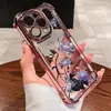 Funda de Teléfono Transparente con Borde Electroplateado de Mariposa y Flor Morada para iPhone 18 Pro Max con Airbags en las Cuatro Esquinas, Cáscara Suave a Prueba de Golpes