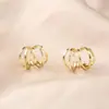 Pendientes de viento frío con múltiples aros en forma de C, pendientes de moda, pasador de plata S925, pendientes de alto diseño, pendientes al por mayor