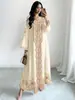 Vestido largo de moda casual suelto acampanado con cuello en V y estampado floral transfronterizo para mujer, Primavera y Otoño 2026
