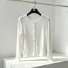 Nuevo Cárdigan de Algodón de Bambú 2026 para Mujer, Ropa Exterior de Principios de Otoño, Prenda Base de Alta Gama, Manga Larga, Ceñido a la Cintura, Top Elegante