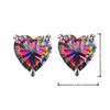 Yihua Aretes de Piedra Multicolor en Forma de Corazón para Exportación Europea y Americana, Chapados con Aretes Multicolor Misteriosos de Arcoíris en Forma de Corazón, Venta Caliente