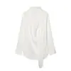Roupas Femininas Transfronteiriças, Cetim de Seda Liso, Alto Padrão, Luxo Leve, Manga Longa com Amarração, Camisa Feminina da Moda para o Dia a Dia com Senso de Design