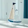 Decoração de Casa Estilo Mediterrâneo Transfronteiriço Ornamentos de Modelo de Vela de Madeira Pequeno Barco Barco de Vela Suave
